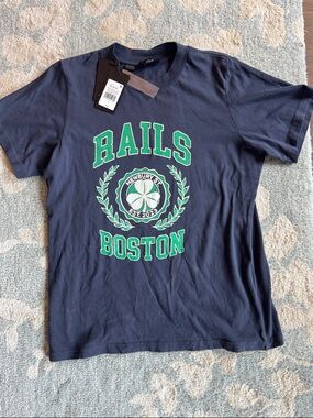 Rails Navy Tee with Green and White Boston Crest